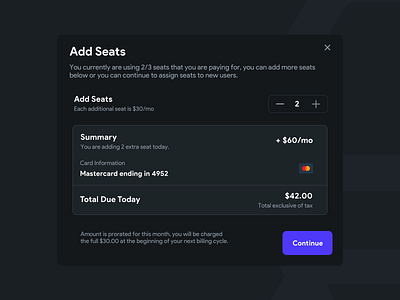 Adding Seats (Payment Modal) add seats app design checkout enterprise plan organization payment seats team plan uiux ux web
