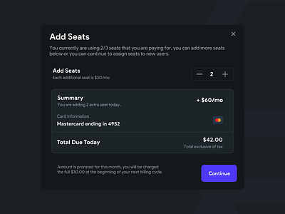 Adding Seats (Payment Modal)