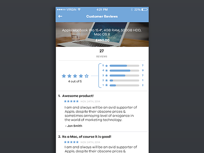 Customer Review Page e commerce item product review ui ux