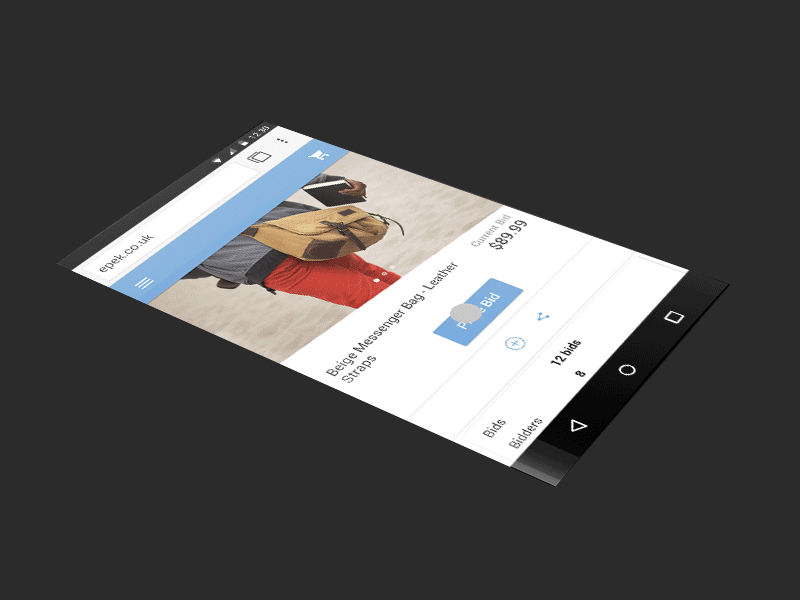 Android Web Material Design - Place Bid