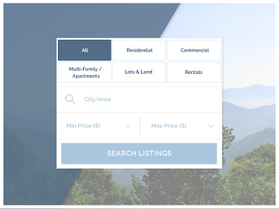 Search Widget // Realty Site background custom maps mobile realty search search filters ui ux web