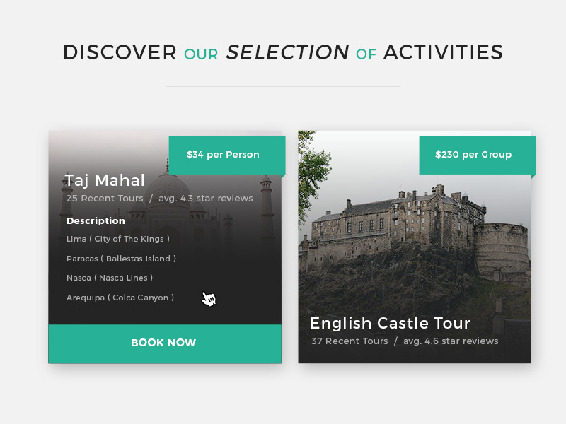 Location Cards for Travel Site by Andrew Daniels on Dribbble