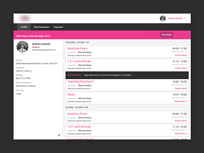Web App Dashboard for Student app design application dashboard schedule school app student teacher ui ux web app