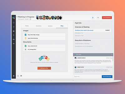 Online Meeting App / Standard Version blue gradient icons in progress meeting app orange ui web app