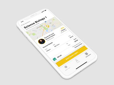 Working on a little Booking App for tutors app booking app circular iphonex map receipt tutor uber ui ux