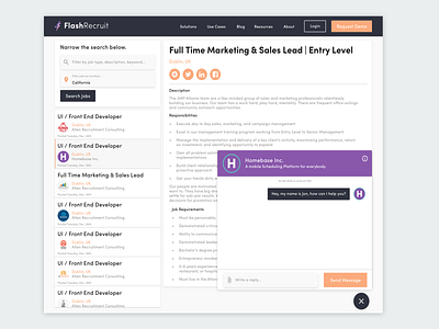 Chat Feature for Job Search Site app chat chat bot clean flat design ui ux