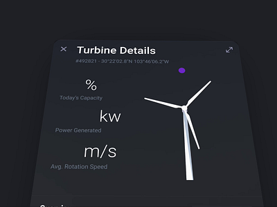 Inventory Details app dark mode dark ui details screen donut chart graph night mode ux uxui wind wind turbine windmill windmills