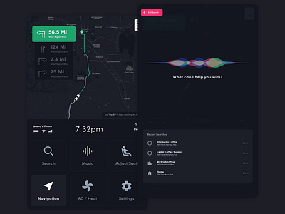 Car Dashboard UI Design ai artificial intelligence car car navigation car ui dashboard map navigation search ui voice search voice ui