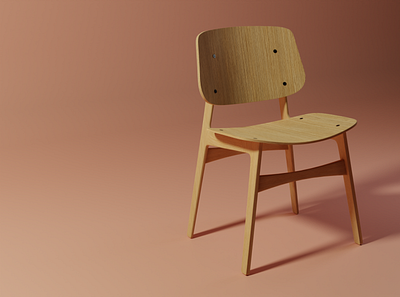 Søborg Chair by 'Fredericia' with Pastel background 3d blender furniture interior design render