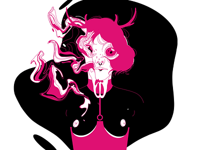 Deer Di girl deer pink horns skull