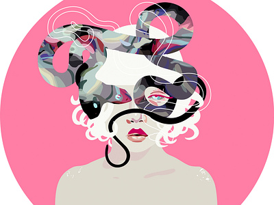 New Eve eye girl illustraion lips pink snake