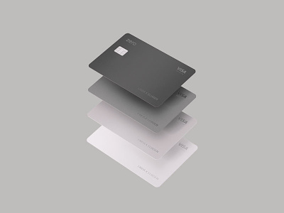 Zero 3d bank carbon card chip graphite magnesium metal quartz render visa zero