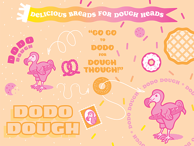 Dodo Dough Moodboard bakery branding bread cute design dodo moodboard pink riso yellow
