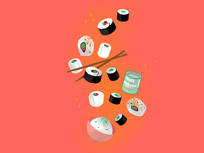 Sushi Illustration (Week 13 - Still Here Still Life) cute food illustration illustration illustrator procreate sushi