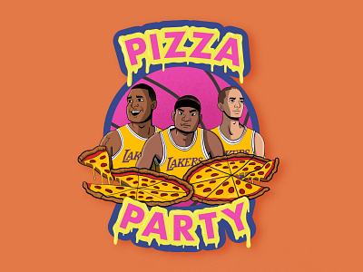 Lakers Bubble Pizza Party alex caruso bald mamba basketball bubble dion waiters illustration jared dudley nba philly cheese pizza party