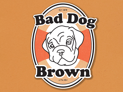 Bad Dog Brown bad dog beer beer branding beer label branding brown ale design illustration orange