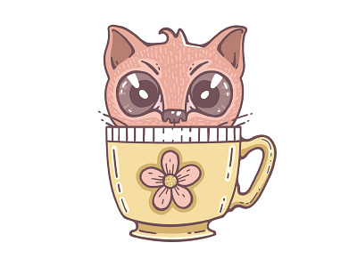 cat potted cat character character design challenge cute flower illustration kawaii kitten pastel pink pot potted