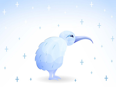 Frozen Kiwi the Bird blue climate change environment flat flat design flightless illustration kawaii kiwi kiwi bird minimal vector