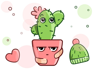 Kawaii cactus in a pot cactus cute flat illustration kawaii kit pink pot potted vector