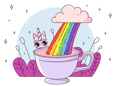 Unicorn child cute design flat illustration illustrator kawaii minimal rainbow unicorn vector