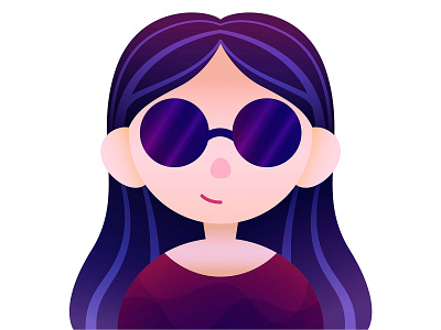 Purple girl cute flat flat design girl glasses illustration minimal purple vector