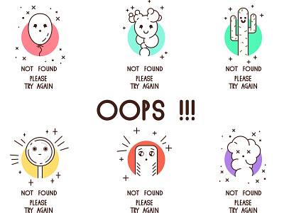 not found 404 error cute design flat design icon illustration kawaii logo minimal not found ui ux