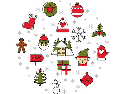 Christmas icons christmas cute design flat design icon illustrator logo minimal ui ux xmas