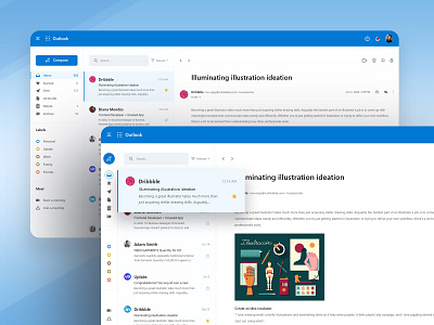 Outlook Redesign UI Concept app dashboard dashboard app dashboard design dashboard template design email layout email template email ui kit flat outlook redesign responsive design technology ui userinterface ux web