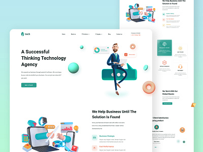 Digital Agency Management Web Template 3d 3d website agency agency landing page app banner branding design digital flat illustration illustrator landing page management ui ux vector web web template