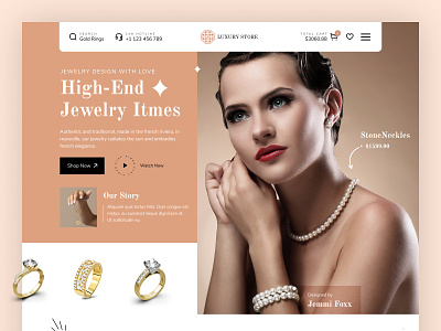 Jewellery Fashion Modern Landing Page branding design diamond ecommerce fashion gold homepage inspiration landing page luxury modern product shop silver template trend ui ux website