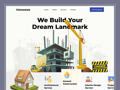 Real Estate Construction Landing Page abid company construction construction company design home home page landing page one page property real estate real estate agency real estate landing page responsive design smart city templates ui ux web design website