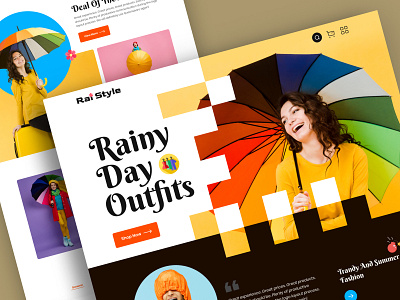 Rainy Day Fashion Landing Page abid fashion homepage landing page outfit rain fashion website design raincoats rainy day rainy day outfits rainy weather season shopping sophisticated style summer ui umbrella ux webpage website