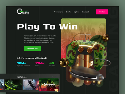 Unlimited Gaming Platform Landing Page action games creative entertainment game game website global header exploration illustration inspiration landing page online online games popular game page responsive design streaming templates ui ux video game website