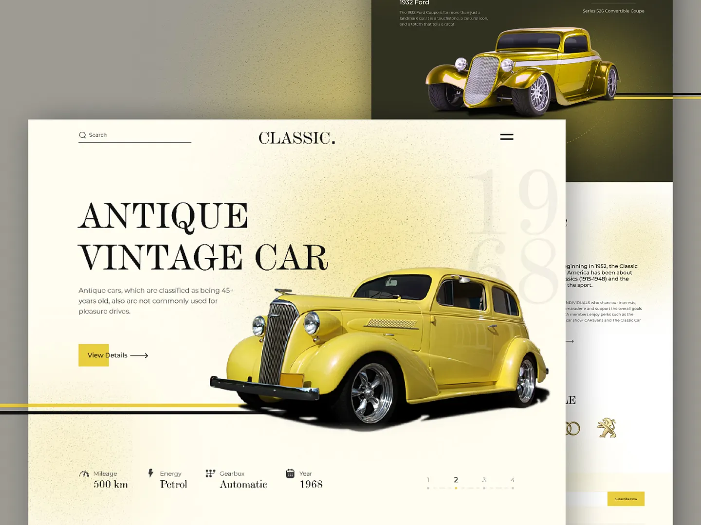 Stunning Vintage Car Website Design for Classic Enthusiasts