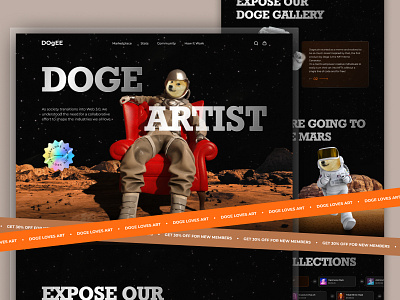 Doge NFT Web3 Website Design 3.0 design blockchain design ethereum game graphic illustration landing page mars metaverse nft crypto nft dog nft exploration nft marketplace templates ui ux web3 doge webpage website