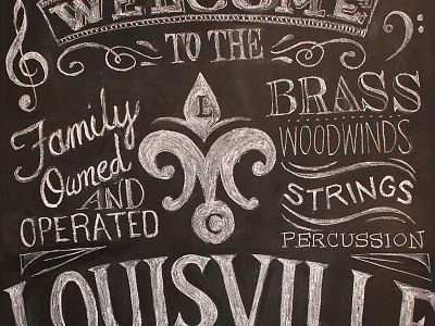 Louisville Music Co. Chalk Sign bass clef blackboard chalk music treble clef
