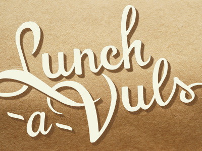 Lunch-a-Vuls Lunch & Learn Logo borwn bag hand lettered lunch retro script
