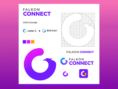 Falkon Connect Branding app branding design illustration logo minimal typography ui ux vector