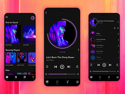Music App app dark ui design music app ui ux