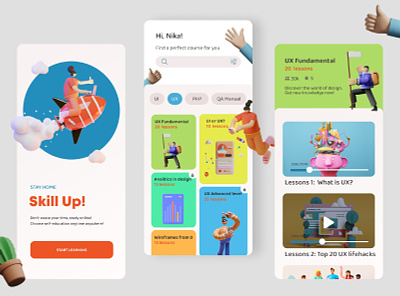 Educational app for designers 3d design education mobile ui