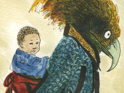 The Babysitter baby babysitter japan kaiju kimono monster watercolor