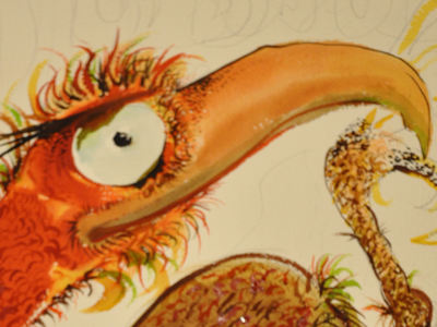 Jub Jub bird in progress alice illustration jabberwocky lewis carroll monster snark water color