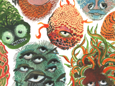 more creatures aliens creatures illustration monsters water color