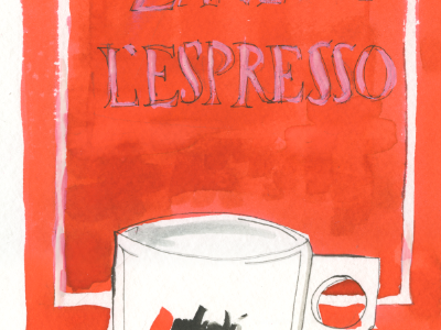 espresso sugar package coffee illustration water color