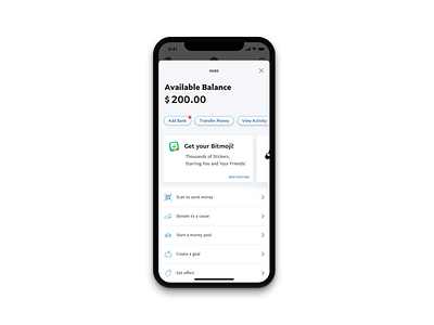 PayPal Mobile app – More Menu redesign