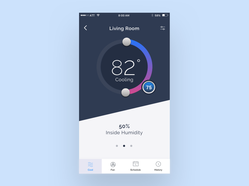 Home Monitoring Dashboard App Concept chuckmcquilkin thermostat internet of things internetofthings iot home automation app design ui
