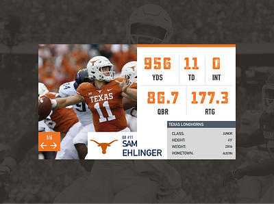 Info Card - Sam Ehlinger app app design austin designer branding chuckmcquilkin design info card info design logo longhorns sam ehlinger ui ux