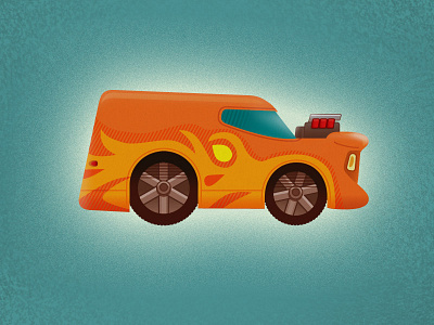 Wagon car fire illustration