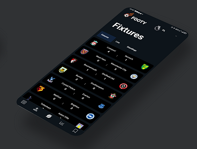 Footy app branding football livescores ui ui design