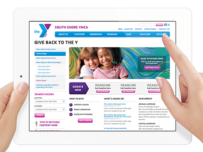 YMCA Responsive Tablet blue clean donation purple responsive tablet white ymca